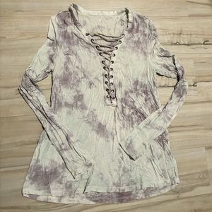 American eagle lace up long sleeve top